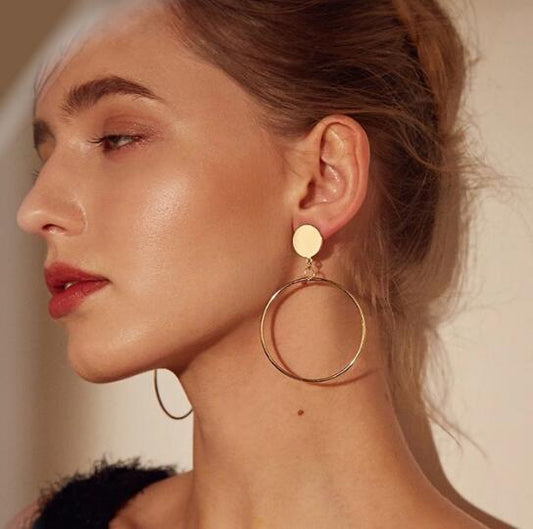 Aretes de Aro Grandes Estilo Minimalista Coreano