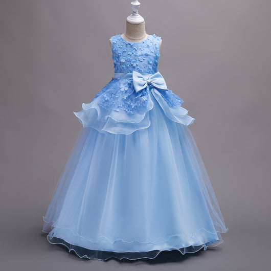Vestido Largo Princesa con Flores para Niñas - Image 5