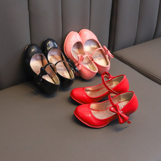 Tacones Altos Brillantes con Moño para Niñas