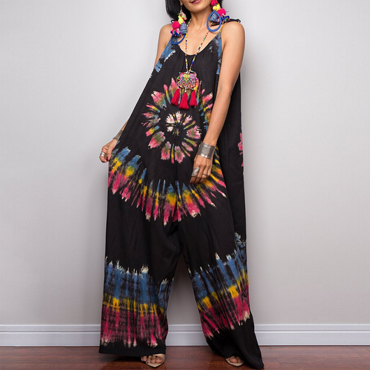 Jumpsuit Ancho con Estampado Tie-Dye y Cintura Ajustable - Image 5