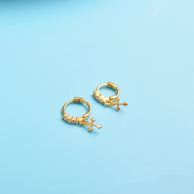 Aretes Colgantes de Cruz Miniatura - Image 7