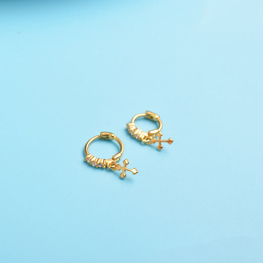 Aretes Colgantes de Cruz Miniatura - Image 7