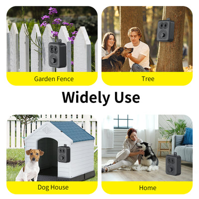 Black rechargeable anti-dog barking device with two speaker grilles, a white indicator light, and a numbered rotary dial. - Image 6