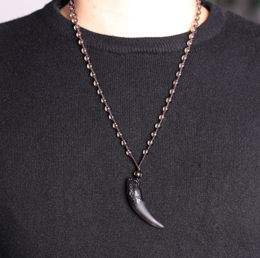Collar de Púa de Obsidiana Negra Natural - Image 7