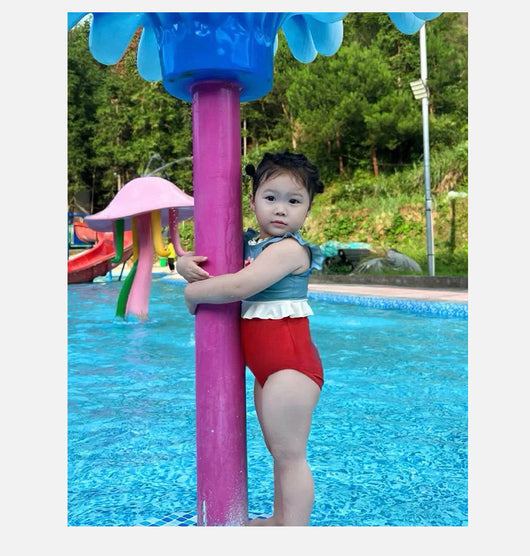 Traje de Baño Niña Estampado Encaje Secado Rápido Playa Verano - Image 10