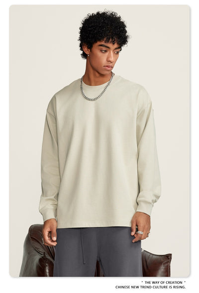 Camiseta Manga Larga Oversize para Hombre - Algodón Puro Otoño Invierno - Image 39