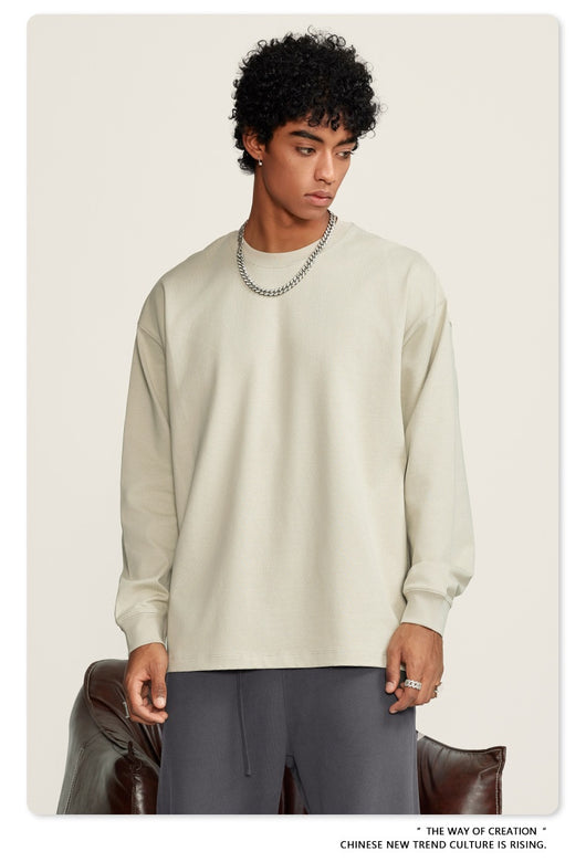 Camiseta Manga Larga Oversize para Hombre - Algodón Puro Otoño Invierno - Image 39