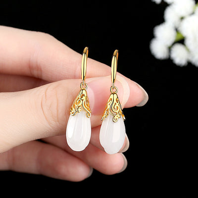 Aretes Vintage de Flor de Magnolia Hetian Natural - Image 6