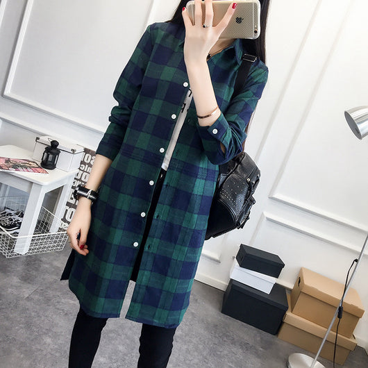 Camisa a Cuadros de Largo Medio para Mujer - Image 10