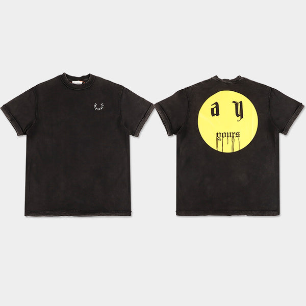 Camiseta Vintage Estampada de Manga Corta