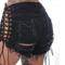 Shorts Desgarrados con Cordones Estilo Graveyard