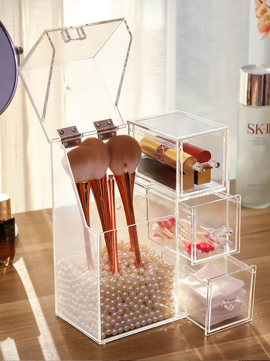 Organizador de Maquillaje y Joyas Acrílico Transparente con Tapa - Image 3