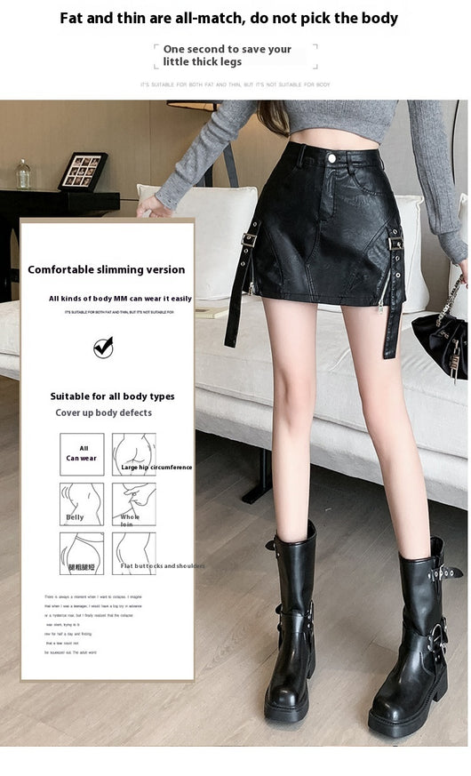 Pantalón Corto de Cuero Negro con Doble Cierre y Pierna Ancha - Image 12