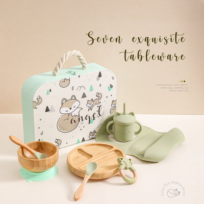 Set Completo de Alimentación Infantil con Plato Inteligente, Babero de Silicona y Accesorios