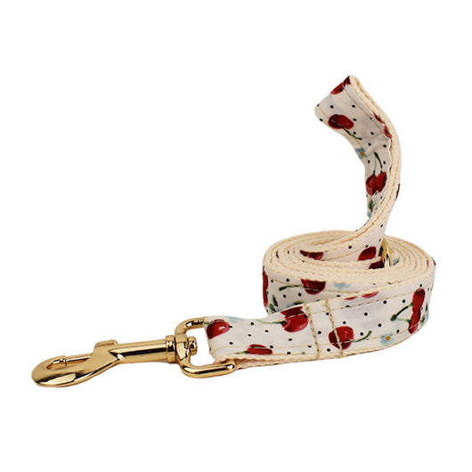 Collar para Mascotas con Estampado de Cerezas, Correa de Tracción y Hebilla Dorada Desprendible - Image 7