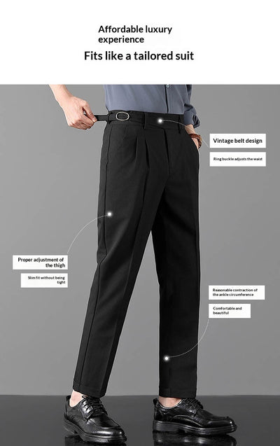 Pantalones Slim Fit de Corte Recto Estilo Británico para Hombre - Image 22
