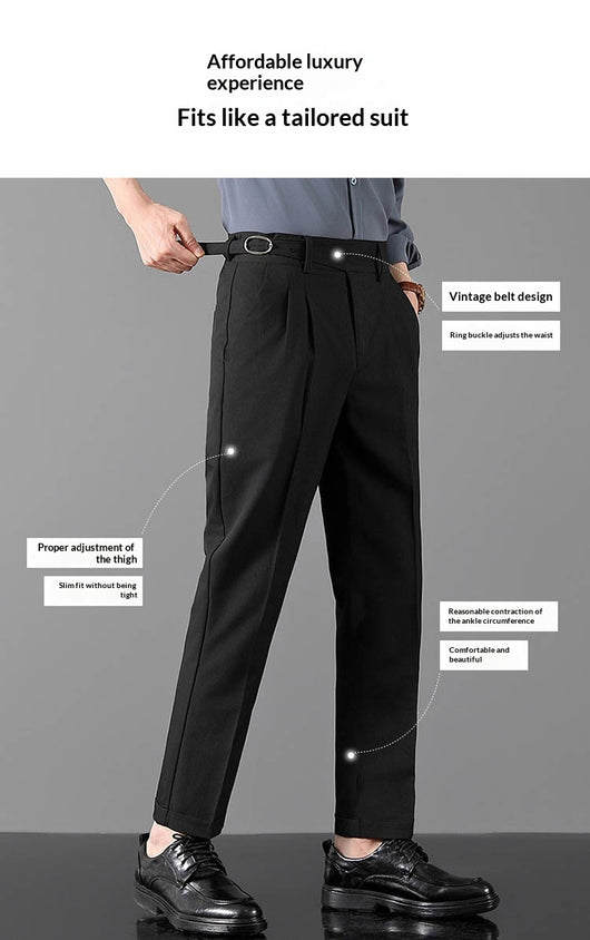 Pantalones Slim Fit de Corte Recto Estilo Británico para Hombre - Image 22