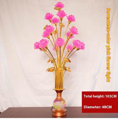 Linterna LED de Loto en Vidrio Coloreado para Altar Budista - Image 31