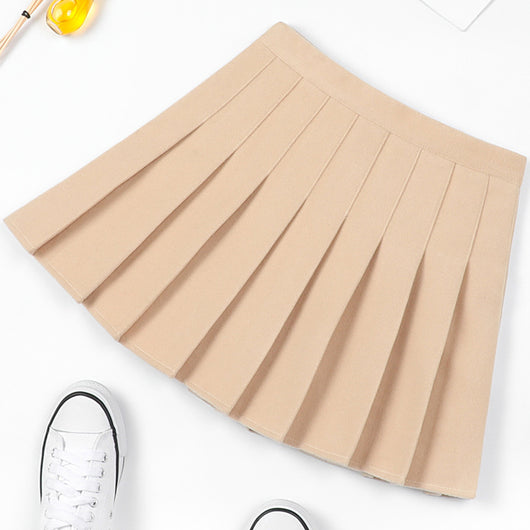 Falda Plisada de Lana para Otoño e Invierno - Diseño Clásico Monocolor - Image 13