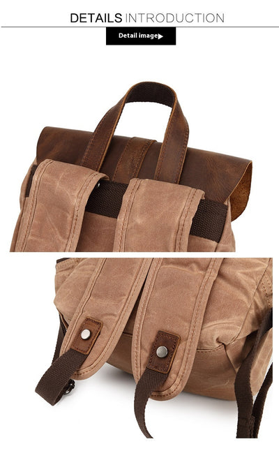 Mochila de Viaje Impermeable Cuero Crazy Horse y Lona para Hombre - Image 23
