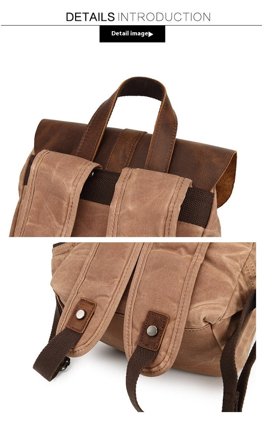 Mochila de Viaje Impermeable Cuero Crazy Horse y Lona para Hombre - Image 23