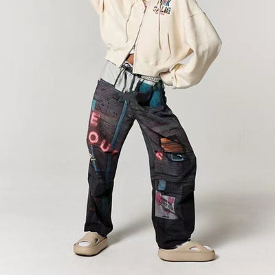 Pantalones Casuales Holgados con Diseño Graffiti - Image 6