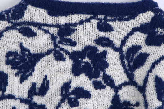 Suéter Tejido con Estampado Floral Estilo Europeo para Mujer - Image 15
