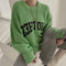 Suéter Tejido Holgado con Estampado de Letras y Cuello Redondo en Colores Pastel