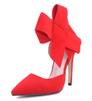 Zapatos de Tacón Alto Puntiagudo Hueco en Gamuza - Mariposa Oversized Tallas 35-41