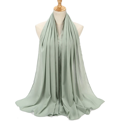 Pañuelo Chifón Plisado Transpirable para Mujer - Diseño Monocromo Elegante - Image 16