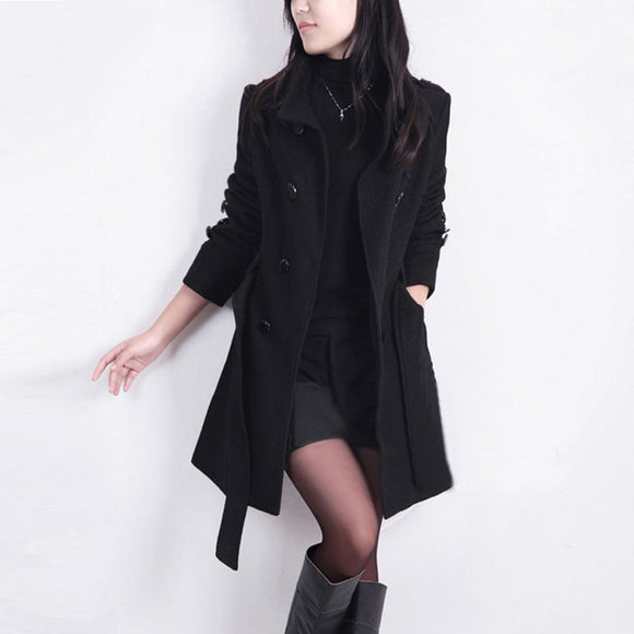 Abrigo Tweed Doble Botonadura Largo