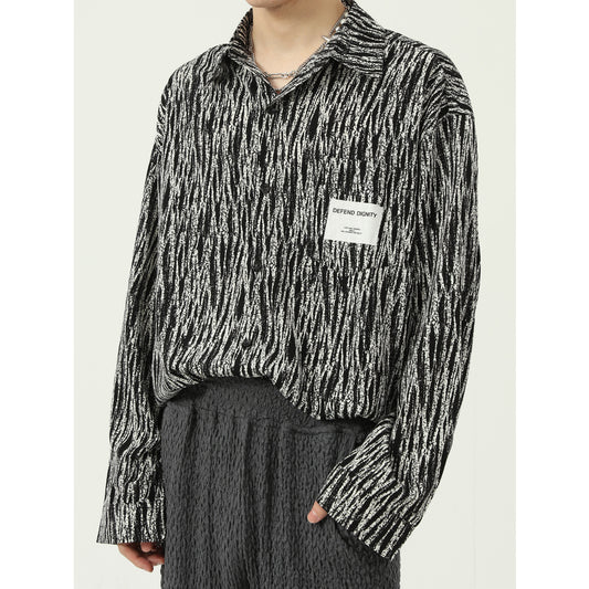 Camisa Suelta Coreana a Rayas para Hombre