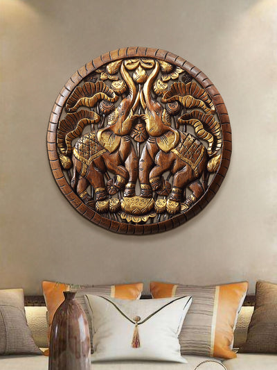 Decoración de Pared Elefante Tailandés en Madera Maciza - Image 3