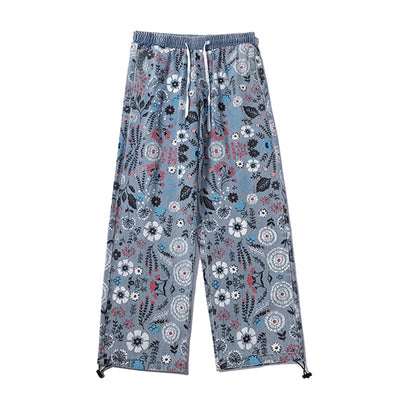 Jeans Estampados con Diseño Floral Doodle para Hombre - Image 4