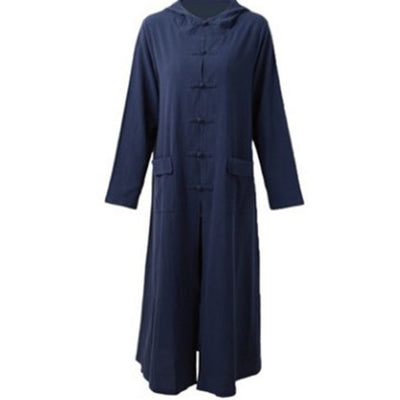 Abrigo Largo de Lino Algodón con Capucha - Chaqueta Versátil para Todas las Estaciones - Image 5
