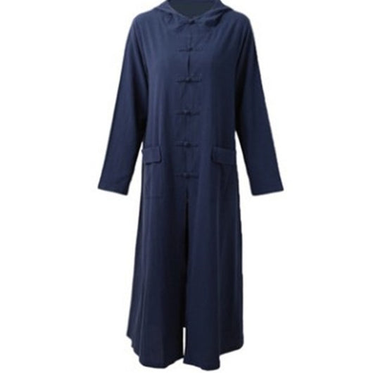 Abrigo Largo de Lino Algodón con Capucha - Chaqueta Versátil para Todas las Estaciones - Image 5
