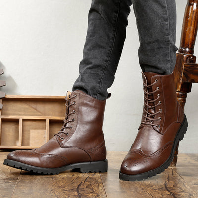 Botas de Trabajo Casual Coreanas en Cuero para Hombre - Image 10