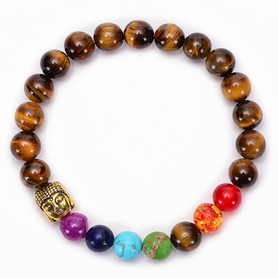 Pulsera de Chakras con Piedra Volcánica y Ojo de Tigre - Equilibrio y Protección - Image 4