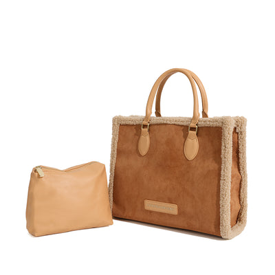 Bolso de Hombro Portátil en Lana de Cordero con Gran Capacidad - Image 6