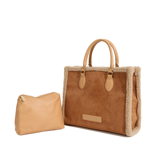 Bolso de Hombro Portátil en Lana de Cordero con Gran Capacidad - Image 6