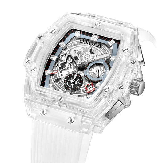 Reloj Luminiscente para Hombre con Caja Transparente