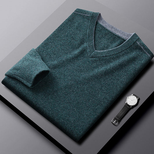 Suéter Cuello V Casual para Hombre Talla Grande - Image 10