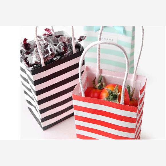 Bolsas de Papel Kraft Blancas con Rayas de Colores Pastel