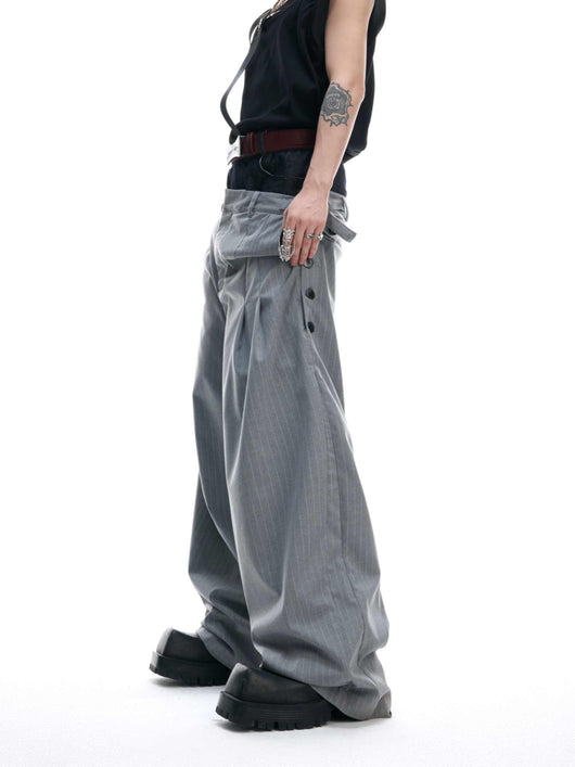 Pantalones Denim Crudo con Diseño de Rayas en Cintura y Costura Artesanal Unisex - Image 5