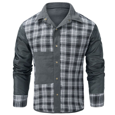 Chaqueta Flanela a Cuadros Tipo Lapela para Hombre Talla Grande - Image 6