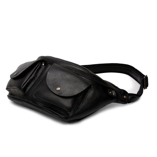 Bolsa de Pecho de Cuero Genuino con Correa - Estilo Retro Vintage