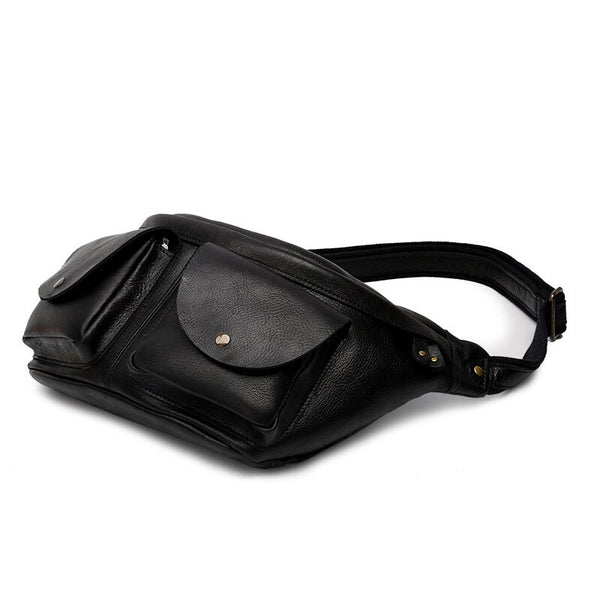 Bolsa de Pecho de Cuero Genuino con Correa - Estilo Retro Vintage