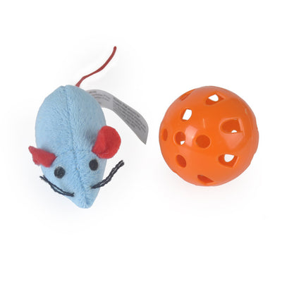 Brown and green cat interactive toy with nine mouse holes and a gray mouse graphic for hide and seek play. - Image 4