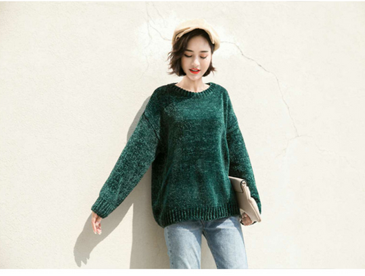 Suéter Chenilla Oversized con Capucha - Estilo Coreano para Otoño e Invierno