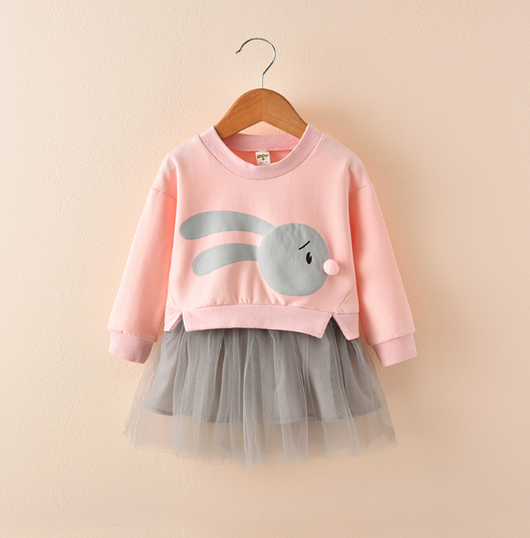 Vestido Princesa Manga Larga para Bebé Niña con Encaje y Diseño Cartoon - Image 6